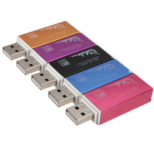 

USB 2.0 All in One Aluminium Memory Card Reader Micro SD SDHC TF MS M2